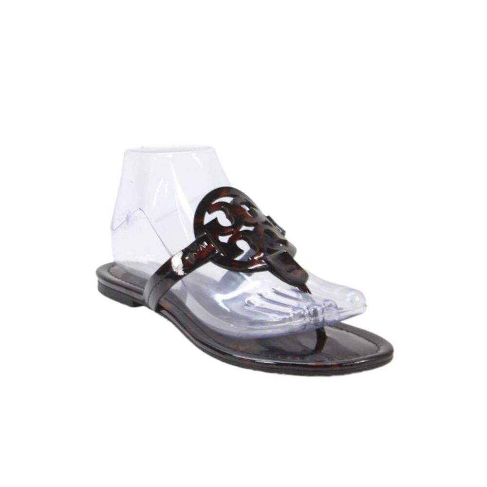 Tory Burch Womens Printed Embellished Flat Thong Sandals Shoes Brown Size 7M